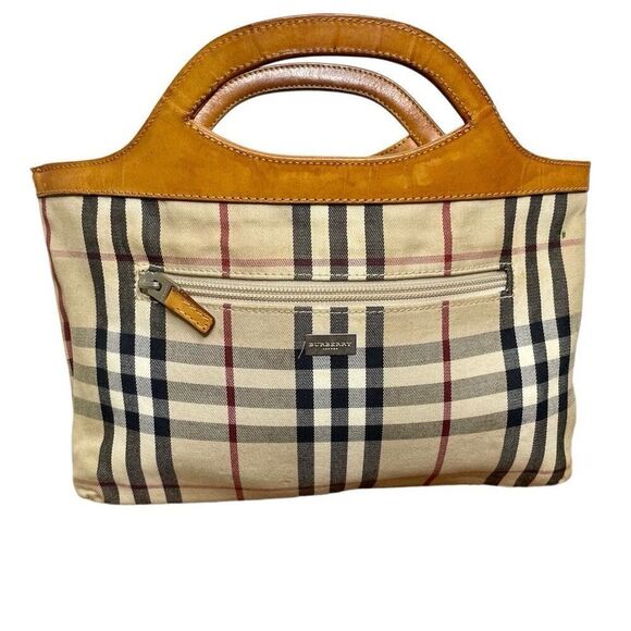 Burberry Nova Check Clutch Wristlet Mini Bag Tote Reversible Denim Purse London - Picture 1 of 8